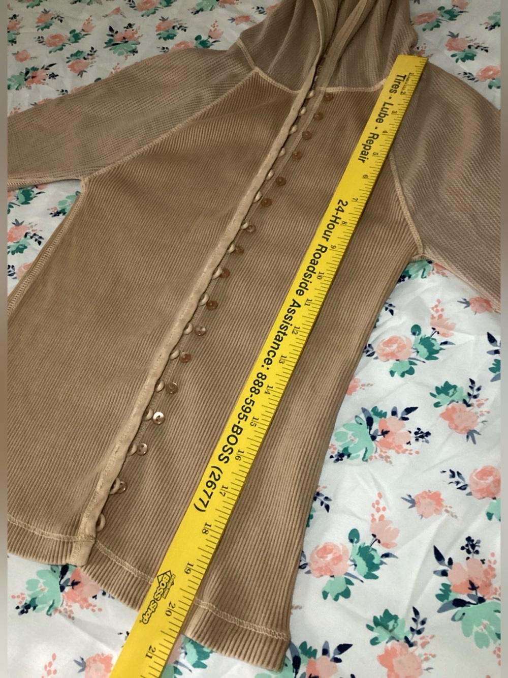 BDG (Urban Outfitters) Taupe Ribbed Hooded Henley Top Small Discontinued NWT - Picture 7 of 9